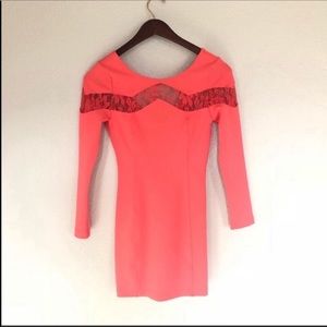 Keepsake the Label coral long sleeve mini dress